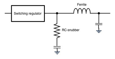RC snubber to control slew and ferrite bead RC snubber to control slew and ferrite bead